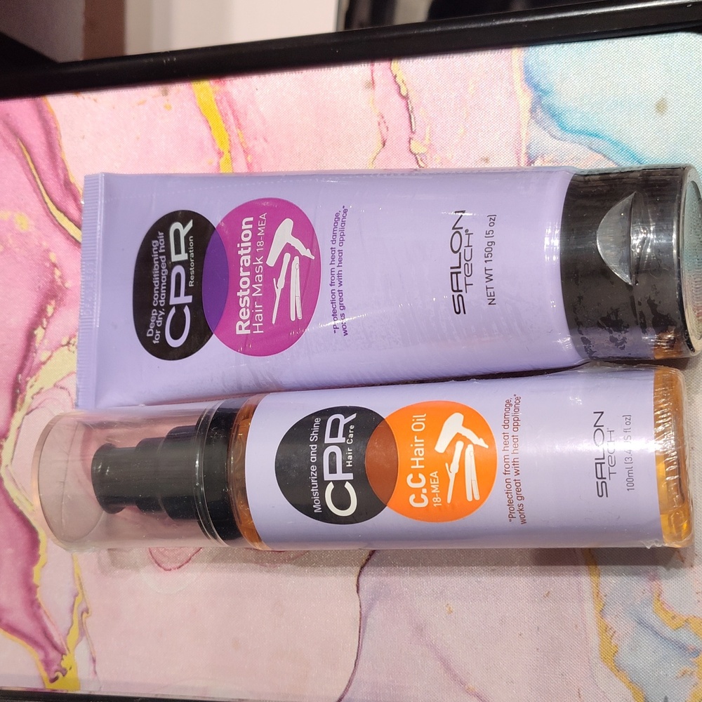 Salon tech hair mask and oil